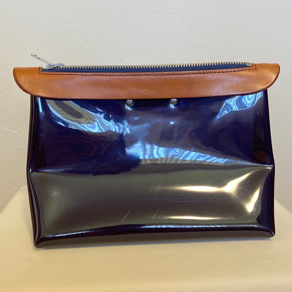 Acne studios blue vinyl transparent clutch purse